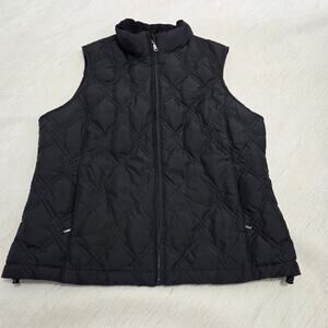 Eddie Bauer black zip up cozy woman's vest size Large